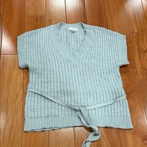 Calvin Klein Women’s Light Gray V-Neck Cotton Sweater Vest size PL